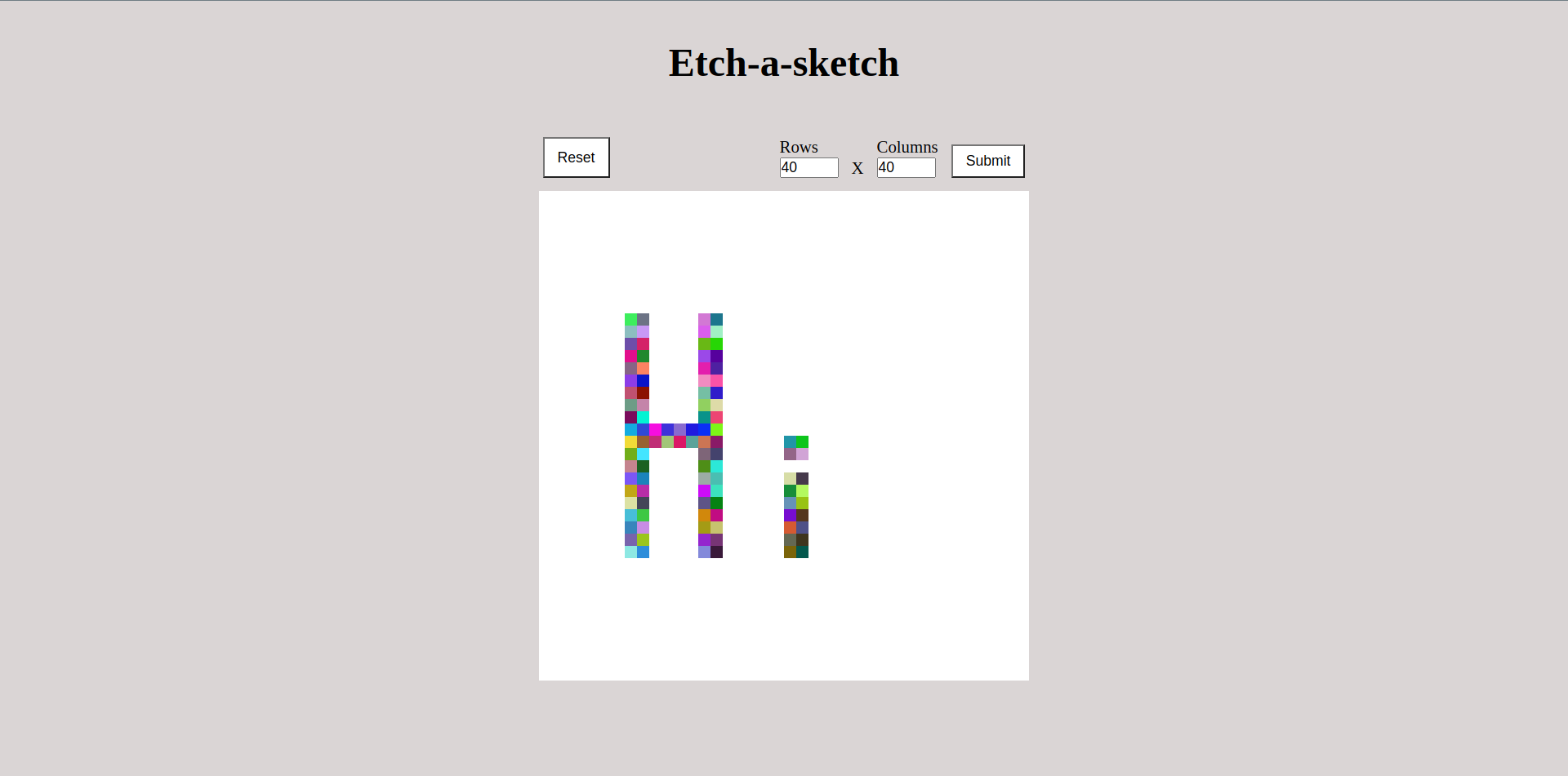Screenshot of Etch-a-sketch web page