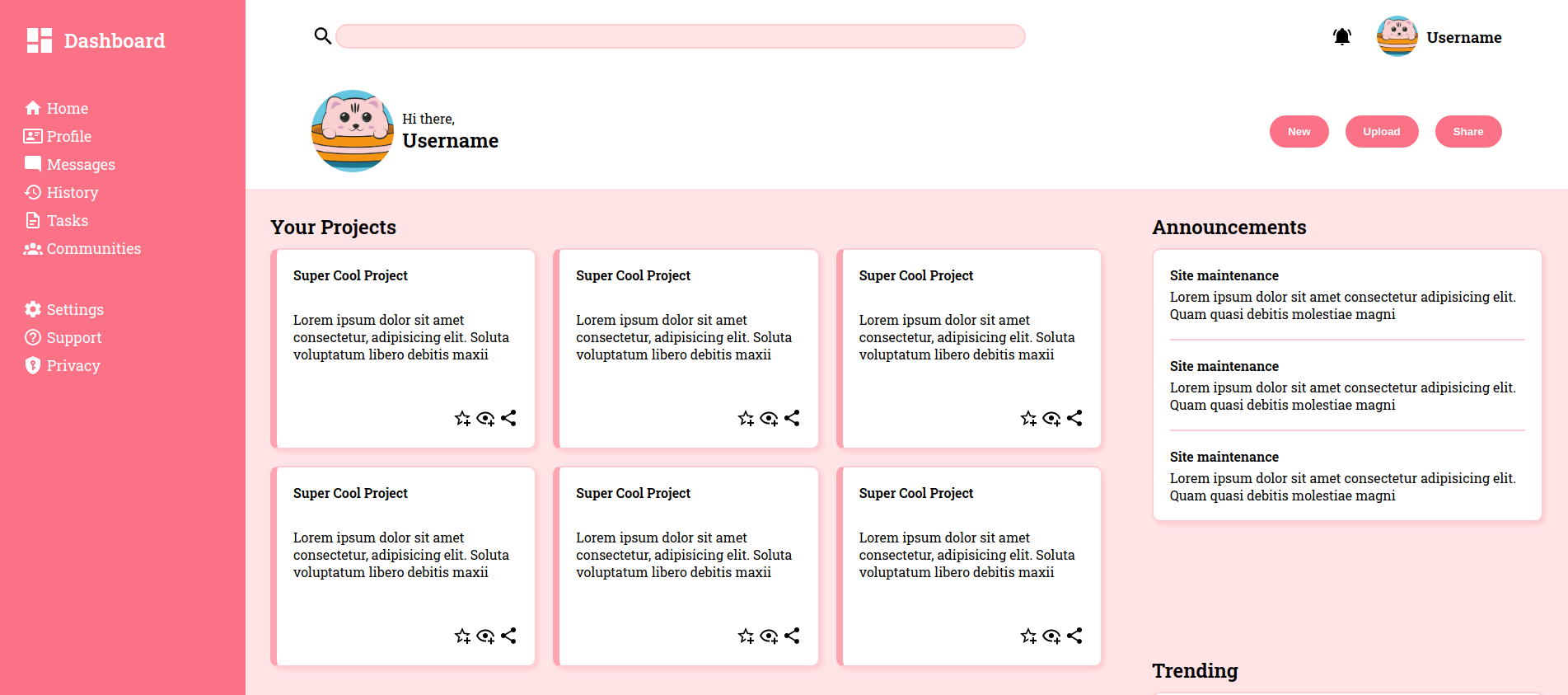 Screenshot of admin dashboard