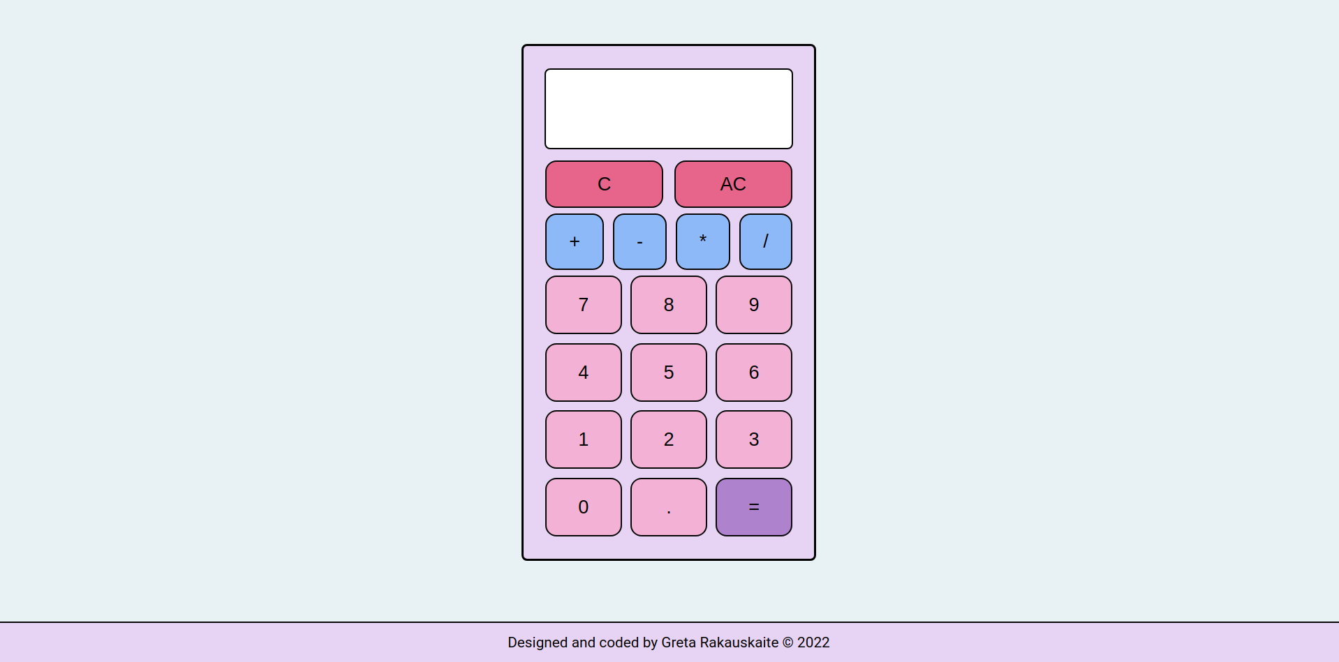 Screenshot of online calculator