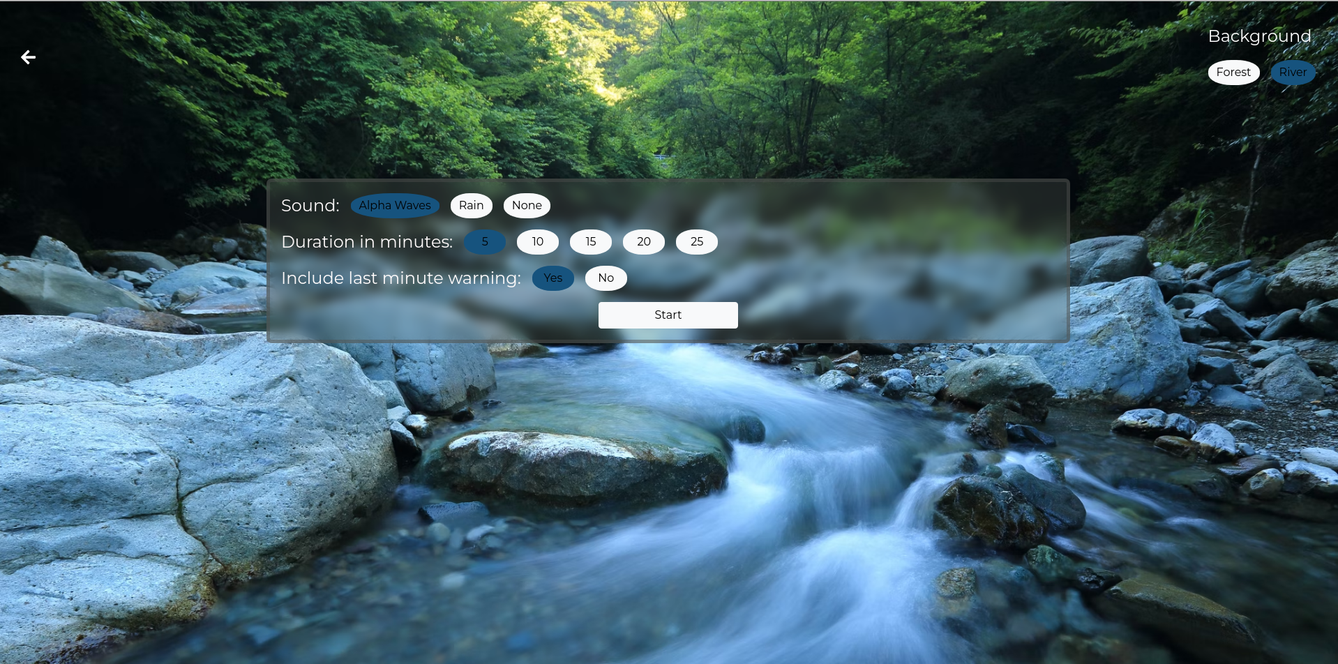 Screenshot of web page for meditation